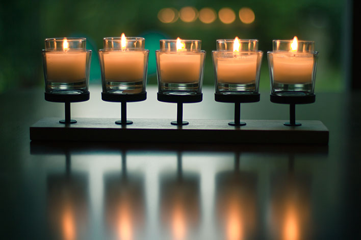 Candles in a line